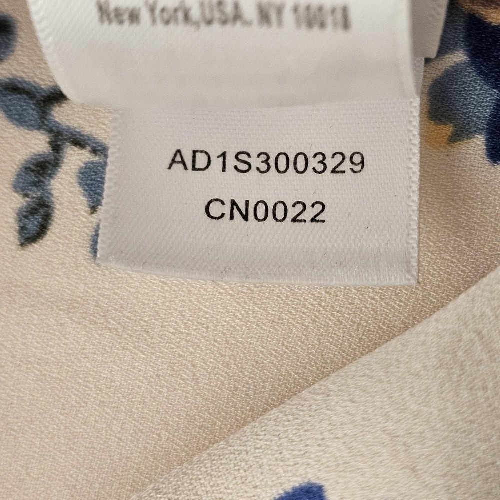 Adrianna Papell Blouse Womens Small Floral V Neck Long Sleeve Blue Yellow Top - Picture 10 of 11